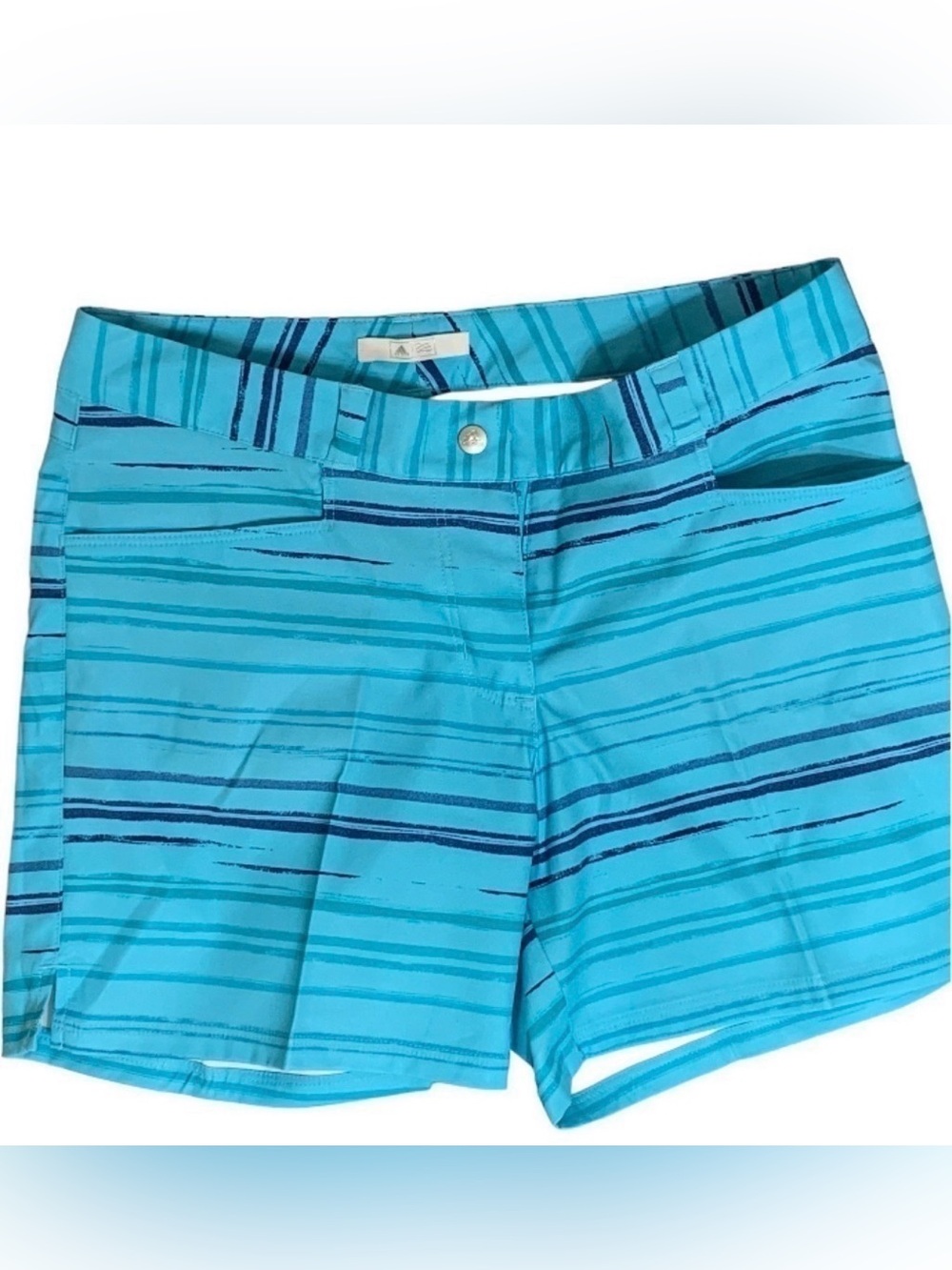 NWT Adidas Girls Junior Golf Short small and medium Turquoise with Blue Stripes